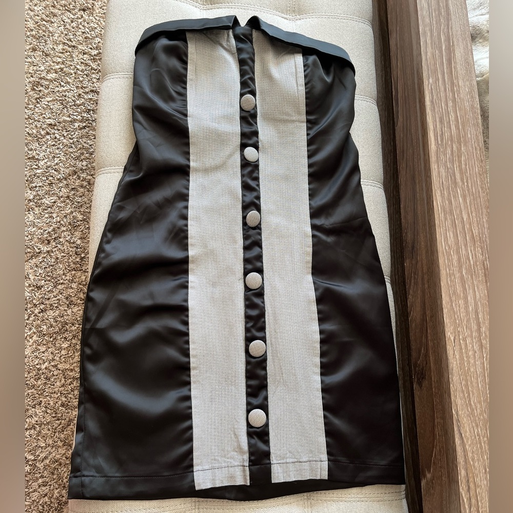 Strapless grey and black dress, size S (44 Europe)